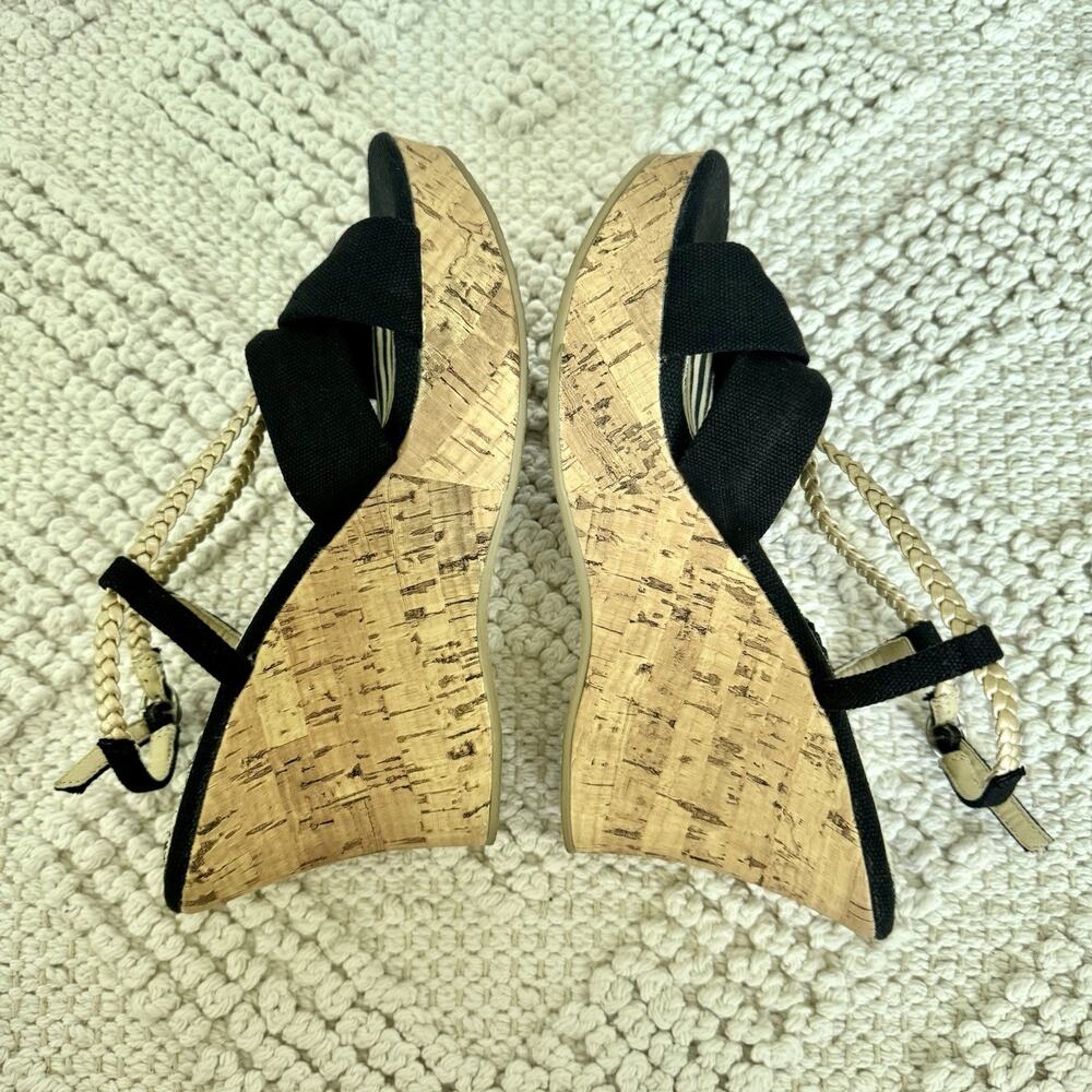 Steve Madden Women's Black Rope Espadrille Cork Wedge Sandal Size 6 Ankle Strap - Picture 9 of 14